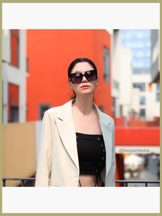 Polarized Cateye Sunglasses with UV400 Protection Oversized Square Frames
